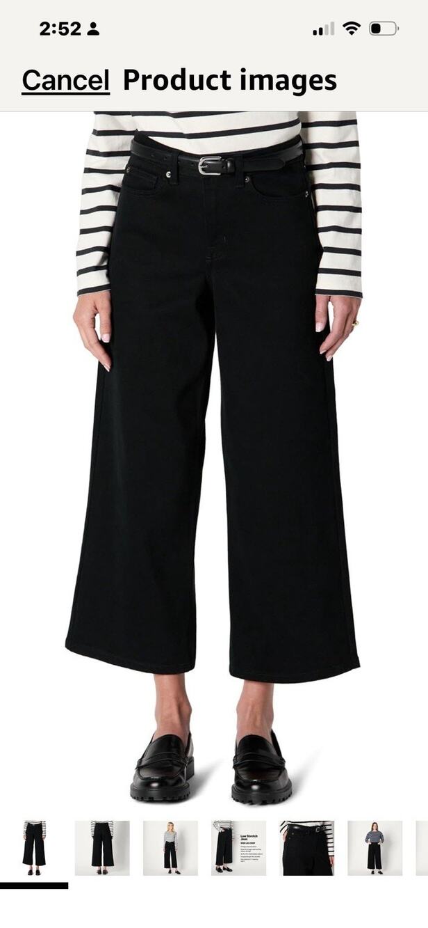 AMAZON ESSENTIALS WOMEN'S HIGH-RISE WIDE LEG CROP Black Size 8
